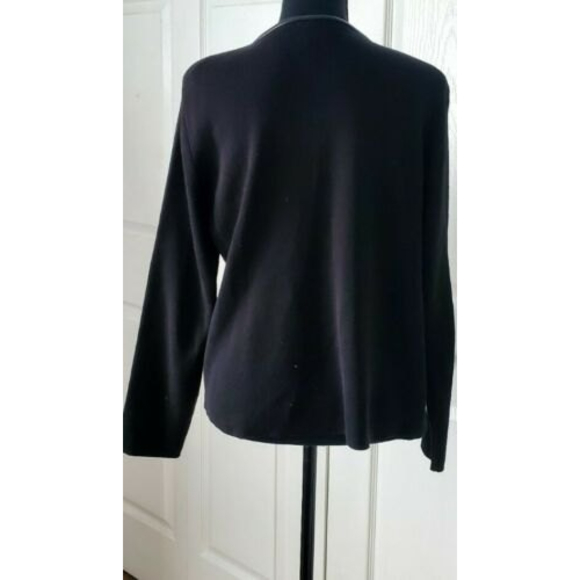Escapade Black Leather & Suede Fabric Zip Up Jacket Coat Pockets Sz L - Picture 3 of 5